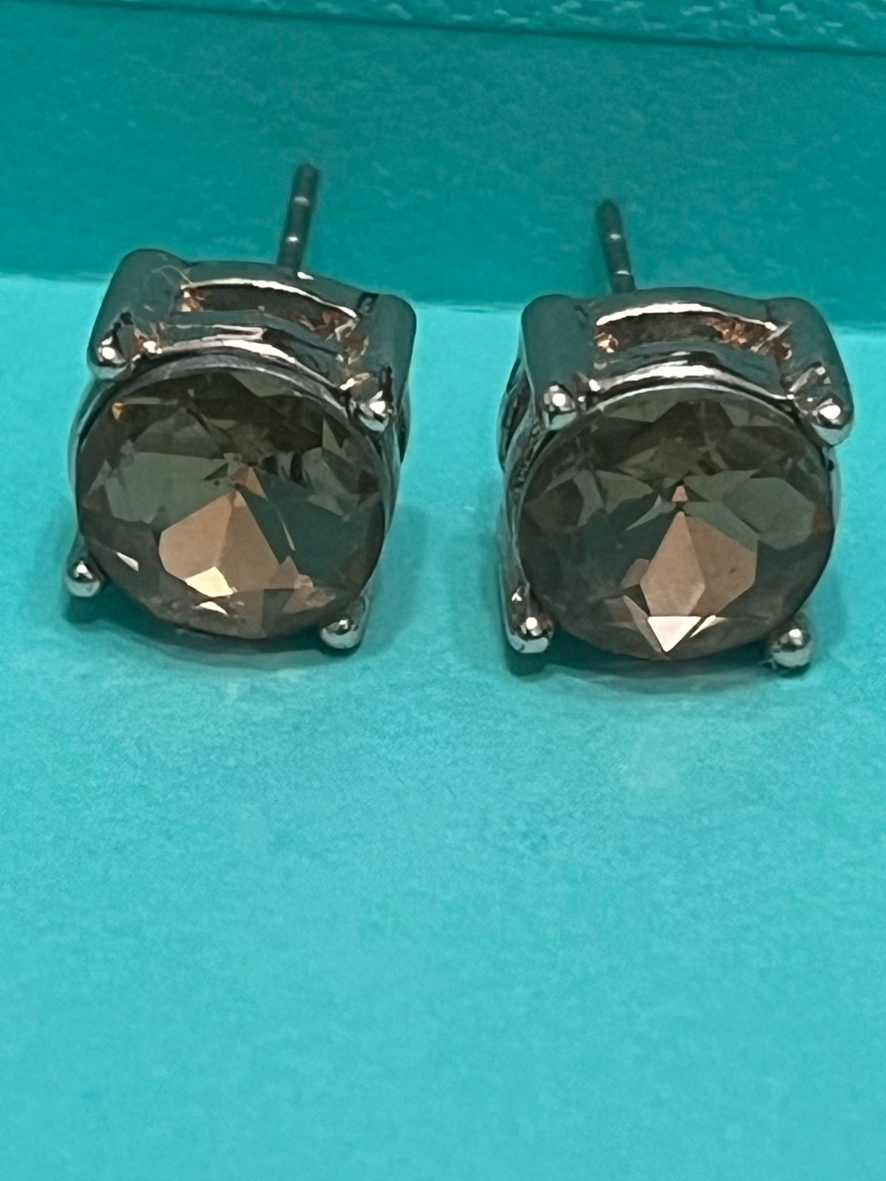 Smoky Gray Round Crystal Stud Earrings - Women's Jewelry